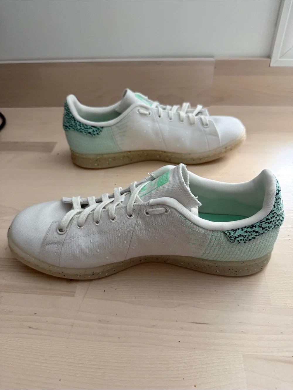 adidas White and Mint Green Athletic Sneakers